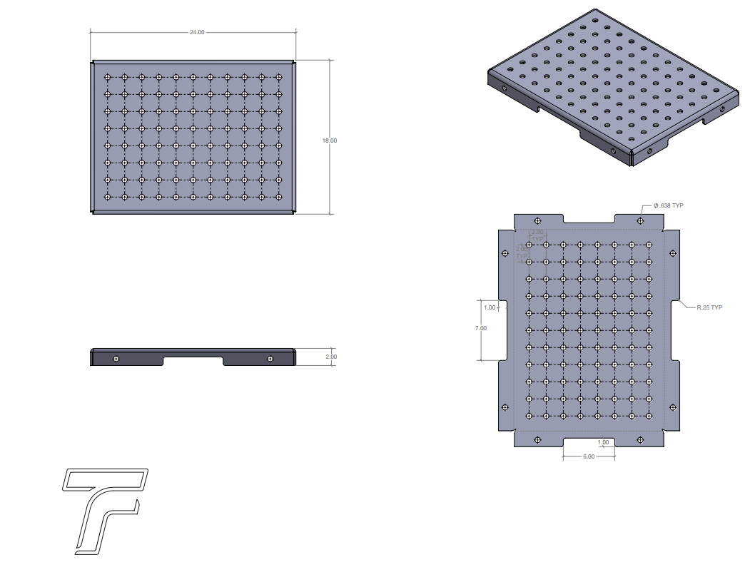 Welding Fixture Table Topper 24" x 18" x 2"